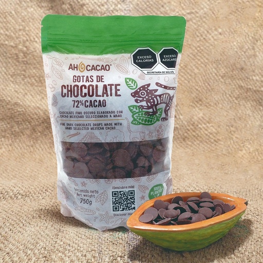 [7503028329076] Chispas (gotas) de chocolate 72% cacao, bolsa 750g