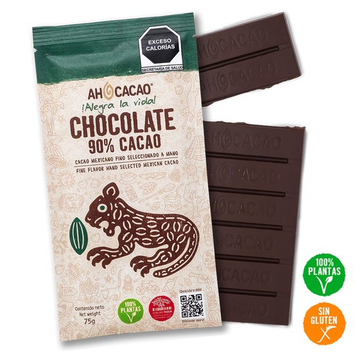 [7503021333872] ​Chocolate 90% cacao, barra 75g